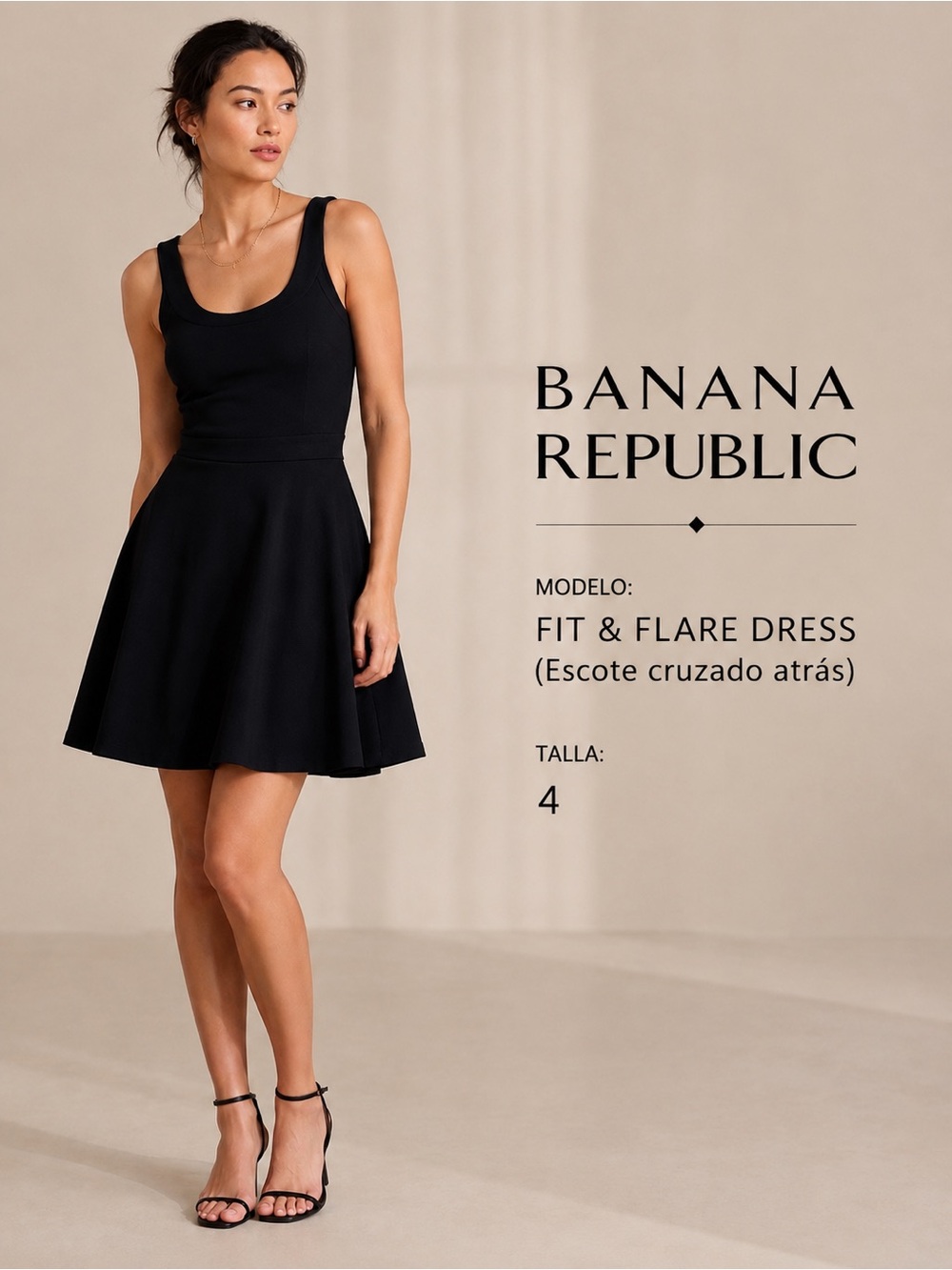 Banana Republic Black Fit & Flare Dress - Sleeveless Scoop Neck